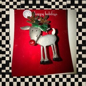Festive Reindeer Holiday Lapel pin
